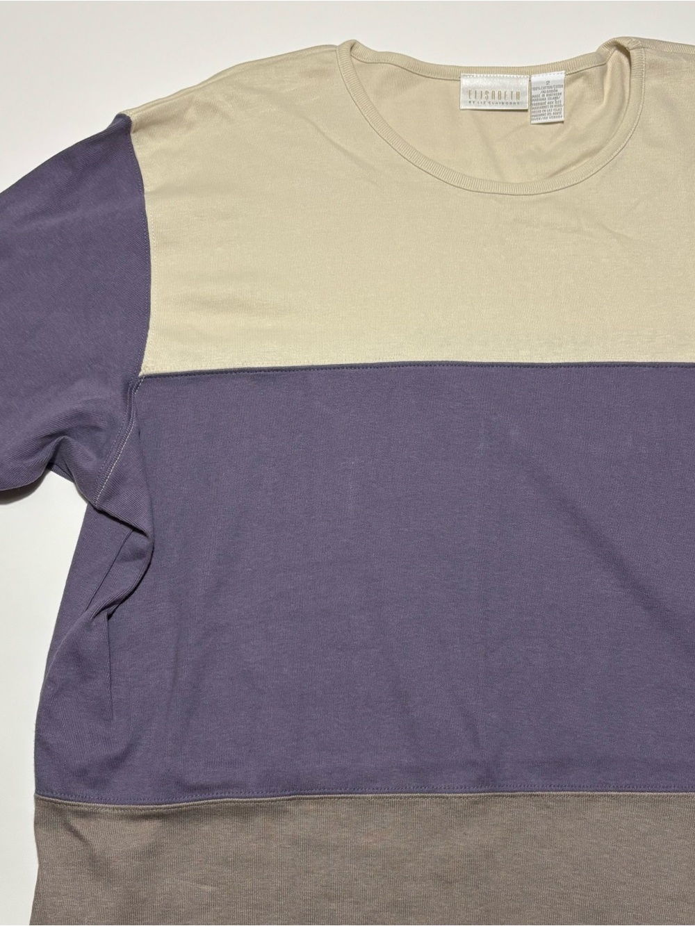 Liz Claiborne Purple White & Grey Stripe Color Block Vintage NWT